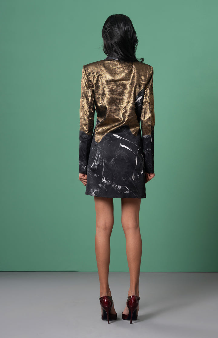 Onyx Patchwork Blazer Dress: SAMPLE SALE