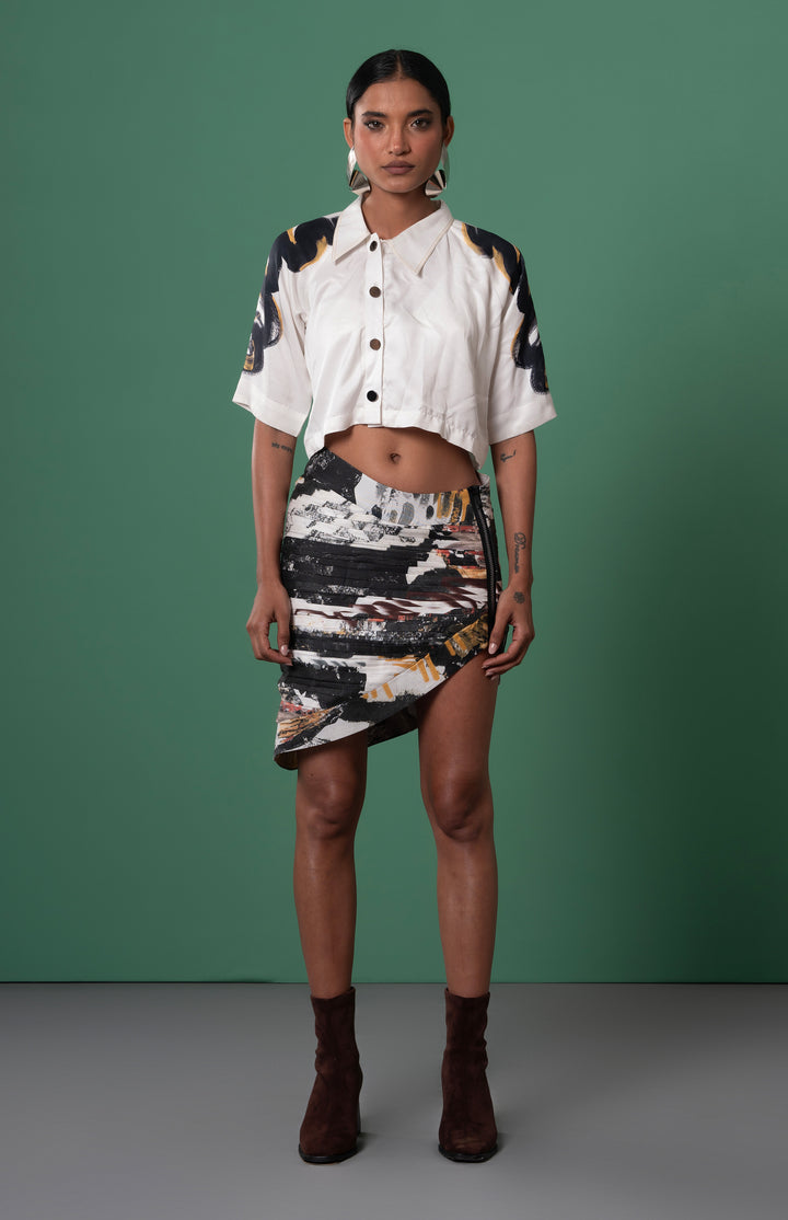 Ichi Cross Placket Shirt: SAMPLE SALE