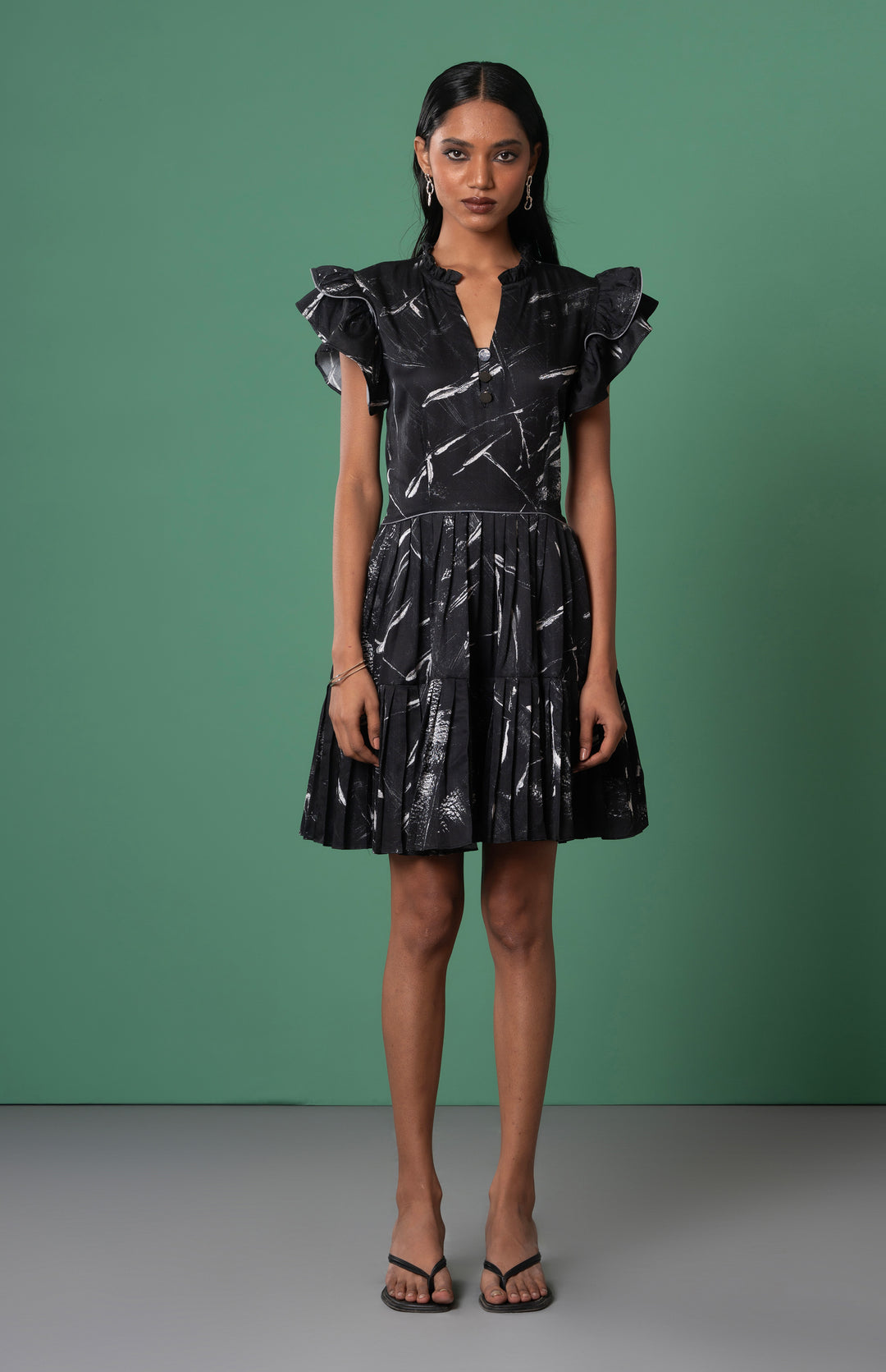 Onyx Ruffled Dress: SAMPLE SALE