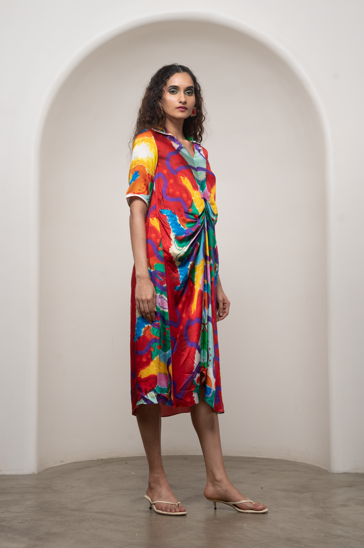 Alya Draped Shirt Dress