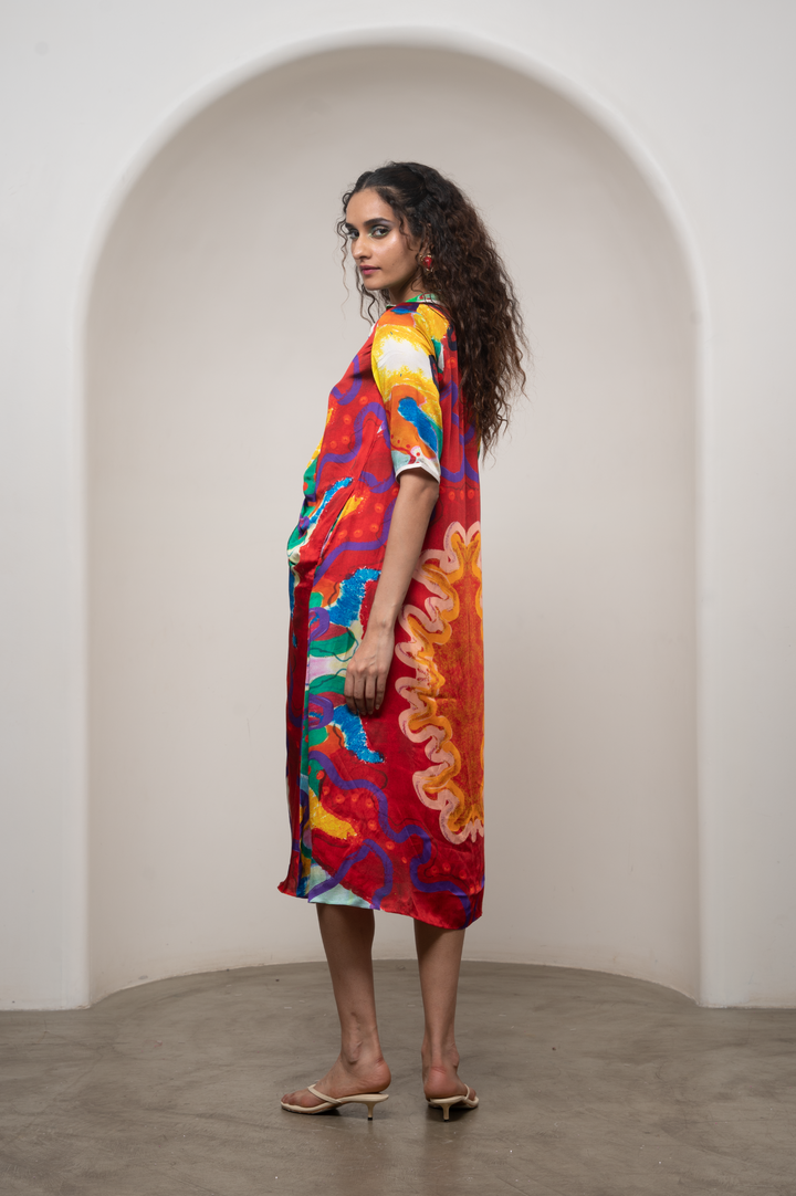 Alya Draped Shirt Dress