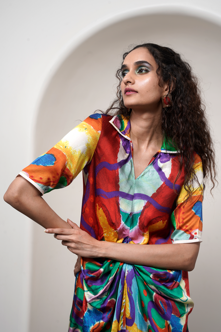 Alya Draped Shirt Dress