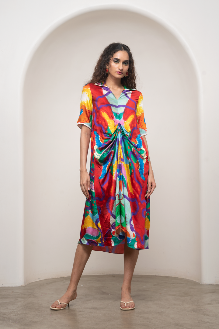 Alya Draped Shirt Dress
