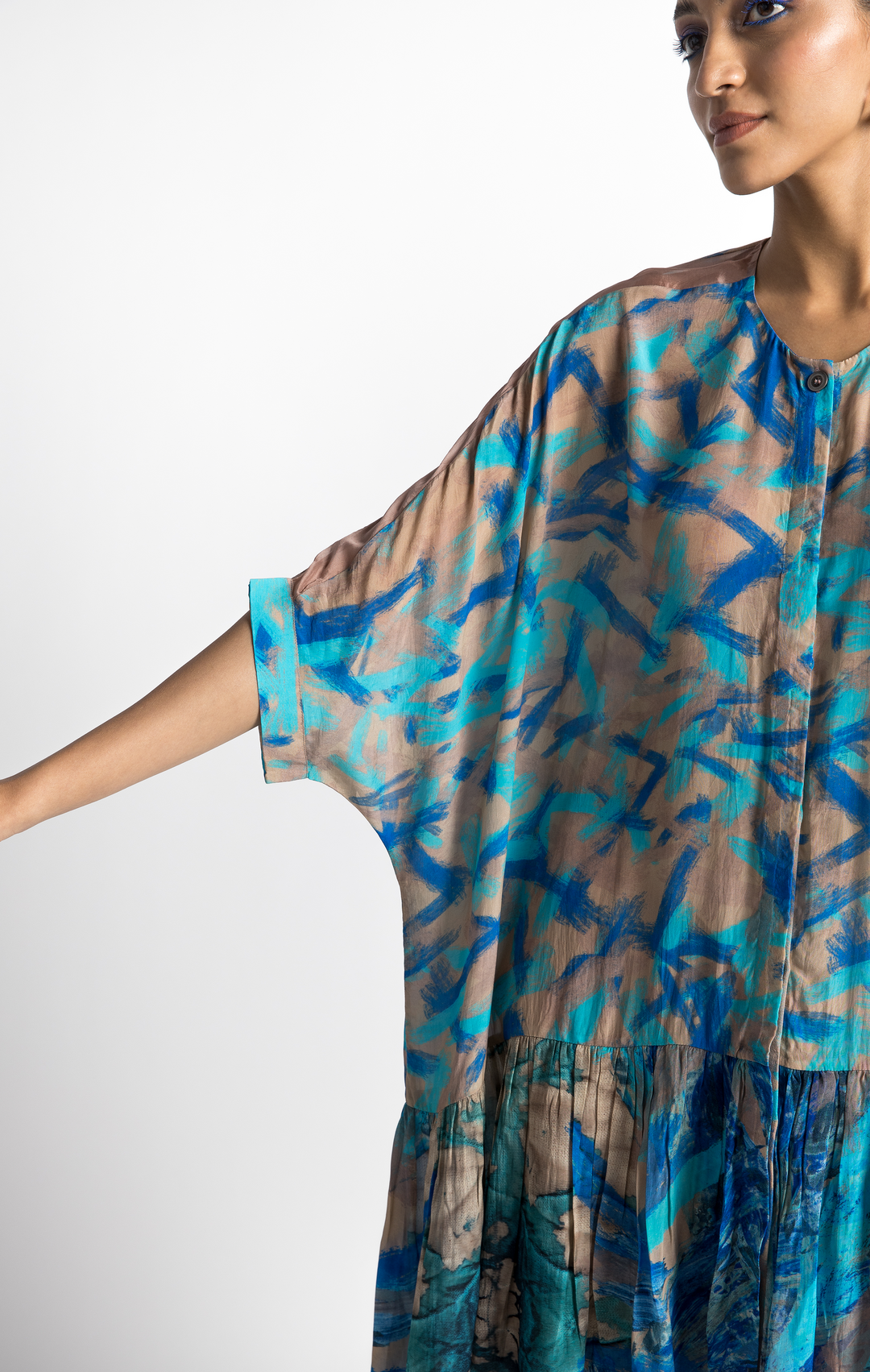 Lapis Kimono Shirt Dress