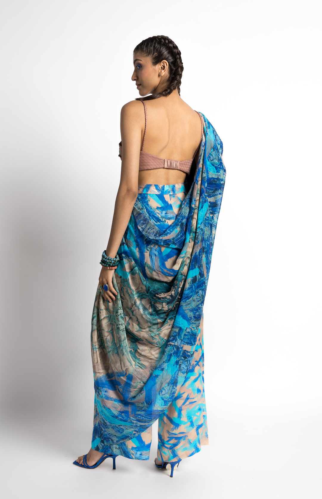 Turquoise Saree Pant