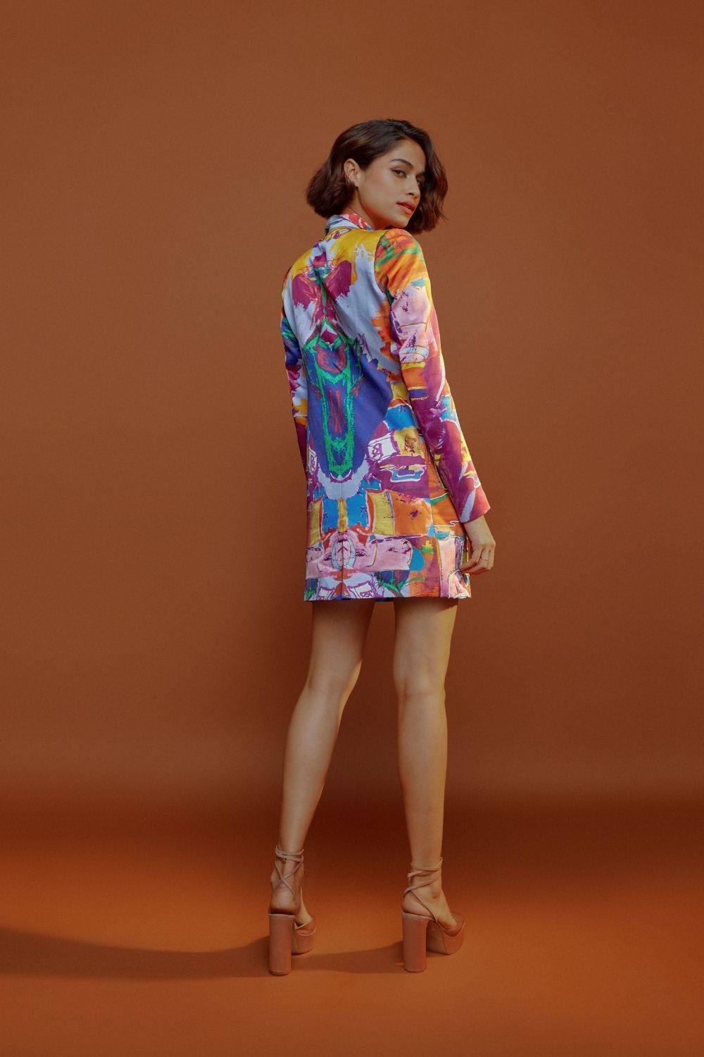 Aubergine Embroidered Blazer Dress